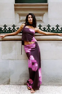 Perfect Stranger Florence Maxi Skirt Burgundy Print