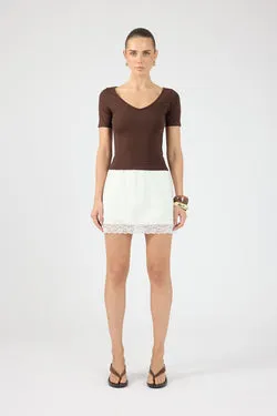 Perfect Stranger Micah High Rise Lace Mini Skirt Cream