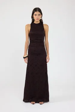 Perfect Stranger Sacha High Neck Maxi Dress Brown