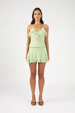 Perfect Stranger Rose Mini Skirt Matcha Green