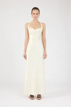 Perfect Stranger Marbella Satin Maxi Dress Butter Yellow