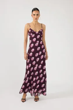 Perfect Stranger Jemma Maxi Dress Plum Print