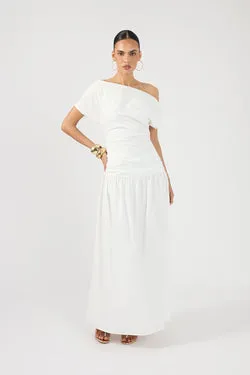 Perfect Stranger Fleur Gathered Maxi Dress White