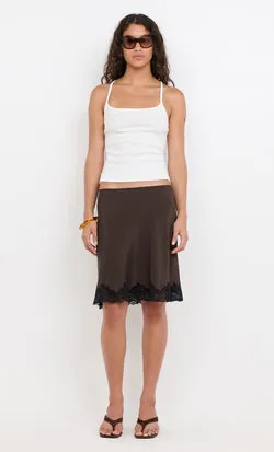 MAISON MIDI SKIRT - DARK CHOC/BLACK