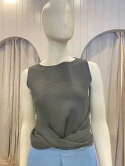 Scanlan Theodore Green Crepe Wrap Top - Size 10 - 12