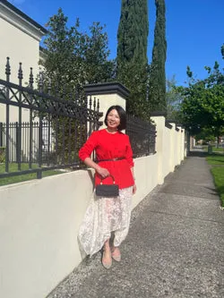 Ivory See Through Stretchy Lace Midi Dress Size M/L/XL