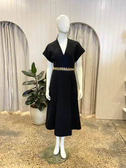 Rebecca Vallance Black Carine Midi Dress - Size 8