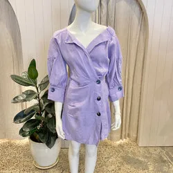 Pfeiffer 'Seeka' Linen Mini Dress in Lilac - Size 10