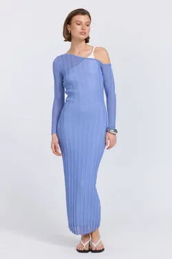 DUALITY LAYERED DRESS - PACIFIC BLUE/OFFWHITE