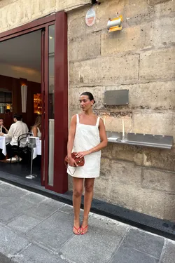 Flora Anglaise Mini Dress Cream