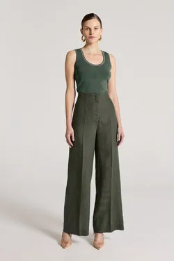 Tori Crepe Knit Tank - Muted Green