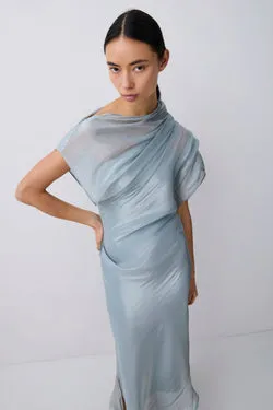 BLUE LIQUID ORGANZA DECODE DRESS