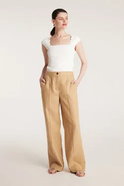 Crepe Scallop Top - White