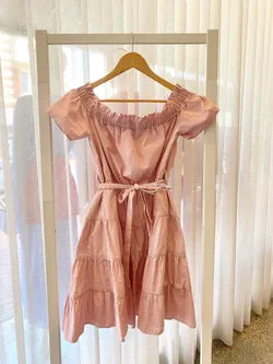 Madison The Label Pink and White Stripe Midi Dress - Size XL