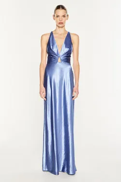 High Gloss Plunge Neck Slip Dress