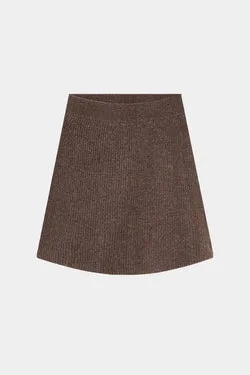 THE CASHMERE MINI SKIRT - CHESTNUT BROWN