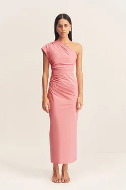 CAMPBELL ASYMMETRICAL MIDI DRESS - BUBBLEGUM