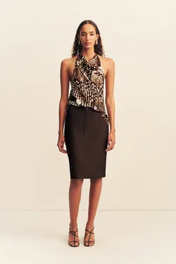 OTIS BELTED MIDI SKIRT - RISTRETTO