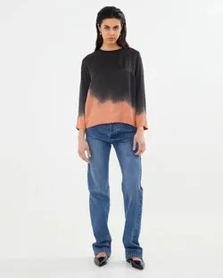 Herta Coastal 3/4 Sleeve Top (Black/Peach)