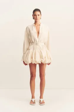 JASPER BUBBLE SHIRT MINI DRESS - RESIN