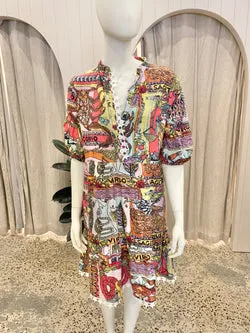 Binny To The Moon & Back Linen Viscose Midi Dress - Size 8