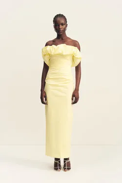 CAMPBELL STRAPLESS BUBBLE MAXI DRESS - LEMONADE