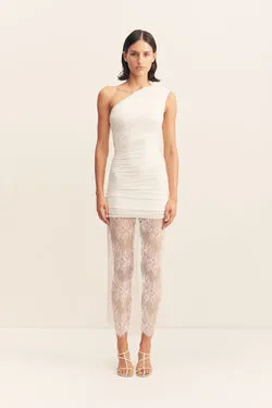 MARTINE LACE GATHERED MAXI DRESS - WHITE