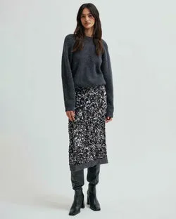 Shiny Sequin Skirt (Gun Grey Metal)