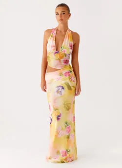 Main Act Halter Maxi Dress - Sunburst Floral