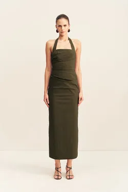 CAMPBELL DRAPED HALTER MAXI DRESS - JUNGLE