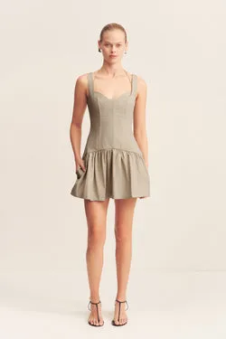 MAIORI BUSTIER GATHERED MINI DRESS - LAUREL OAK