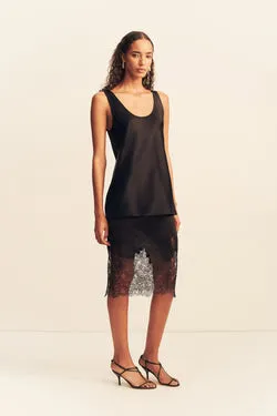 LUCIA LACE KNEE LENGTH SKIRT - BLACK