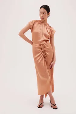 COGNAC SATIN BANKSIA SKIRT