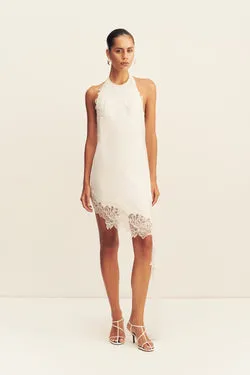 ENIKO LACE OPEN BACK MINI DRESS - IVORY