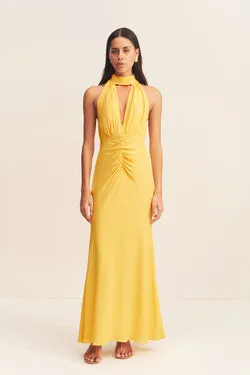 PIERCE HALTER NECK MAXI DRESS - SUNFLOWER