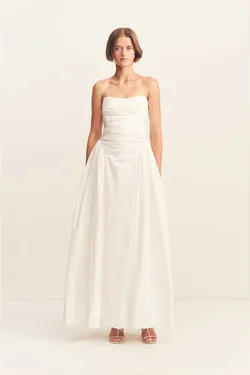 MORTON STRAPLESS PANELLED MAXI DRESS - WHITE
