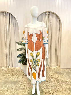 Stella Nova Embroidered Strap Midi Dress - Size Small (8-12)