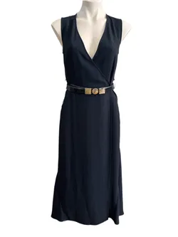 COUNTRY ROAD Black Sleeveless A-Line Maxi Wrap Dress Size 6