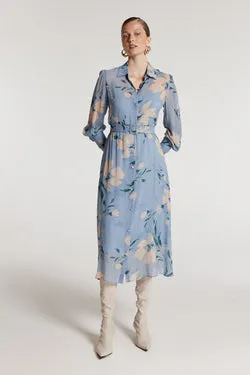 Esther Silk Dress - Blue Print