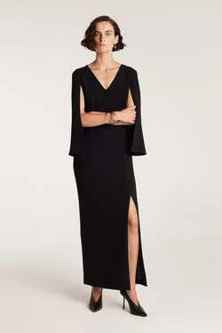 Cape Sleeve Gown - Black