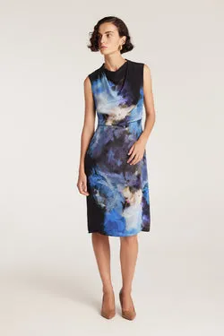 Bloom Silk Dress - Black/Indigo