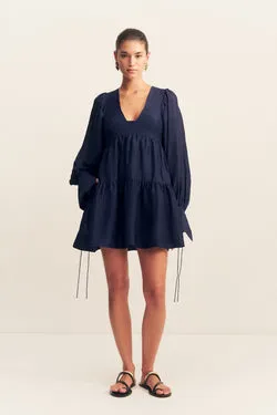 CELESTE LONG SLEEVE MINI DRESS - MIDNIGHT