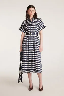 Gingham Shirtmaker Dress - Indigo