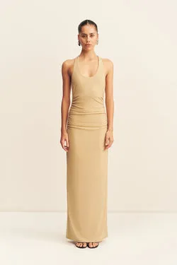 STELLAR LUREX SCOOP NECK MAXI DRESS - GOLD