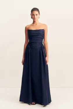 CELESTE STRAPLESS PANELLED MAXI DRESS - MIDNIGHT