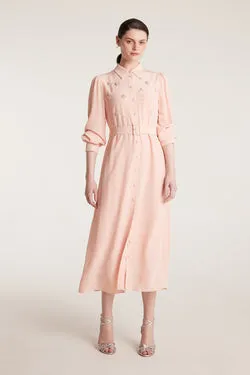 Jewelled Silk Dress - Pink