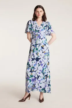 Fleur Silk Dress - Blue Print