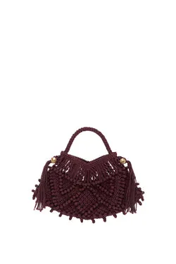MACRAME CRESCENT BAG BORDEAUX