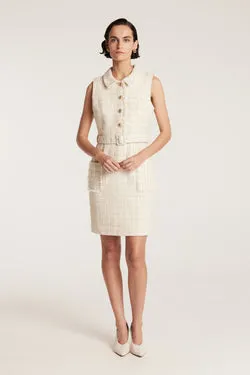 Tweed Dress - Ivory/Gold