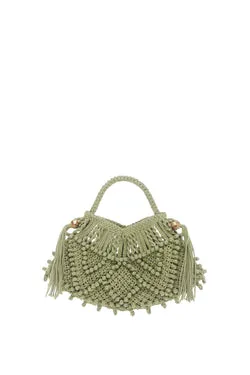 MACRAME CRESCENT BAG SAGE